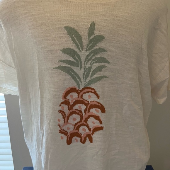 LOFT Beige Slub Sweater with Pineapple XL - Picture 1 of 3